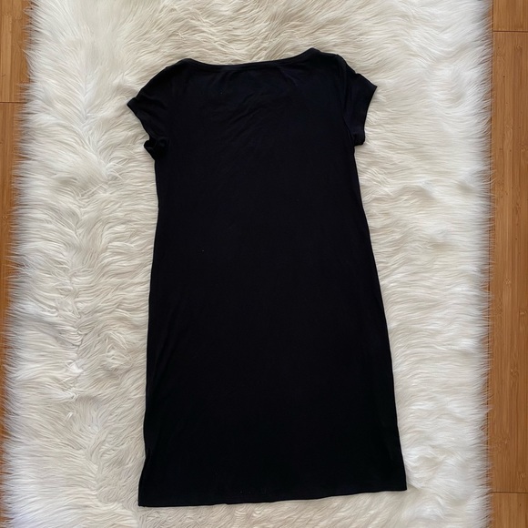 Eileen Fisher Black Bateau Neck Short Sleeve Dress - Picture 7 of 10